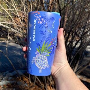 Starbucks Ocean Blue Tumbler with Turtle Motif